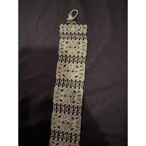 Marcasite silver toned Belt with interconnected metallic panels 38”